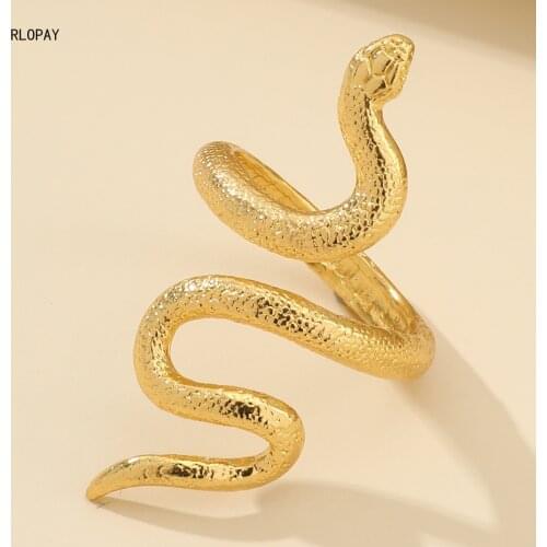 New European and American Retro Alloy Black Mamba Snake Open Ring Cute Animal Unisex Gold Ring Gift Jewelry