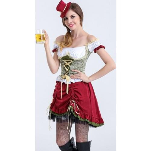 2016 New Sexy Beer Girl Costume Girl Wench Maiden Halloween Costume For Women German Oktoberfest Costume Fancy Dress Carnival