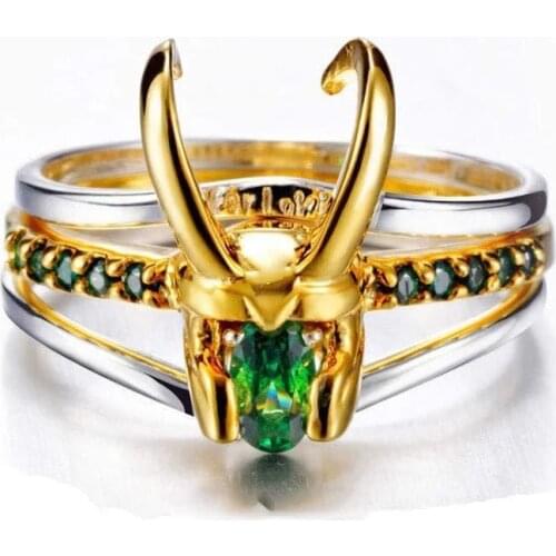 3 Stacking Unisex 2021 New Superhero Thor Loki Helmet Pack of Gold-plating Rings Men Charm Jewelry Women Valentines Day Gift