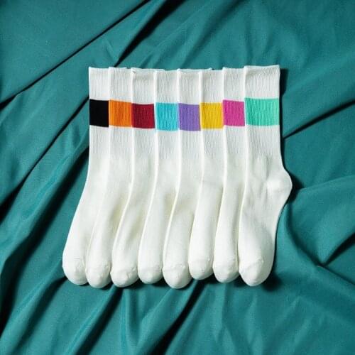 Korea INS new style Yu Wenle same socks fluorescent color colorful socks men and women jacquard matching sports trendy socks