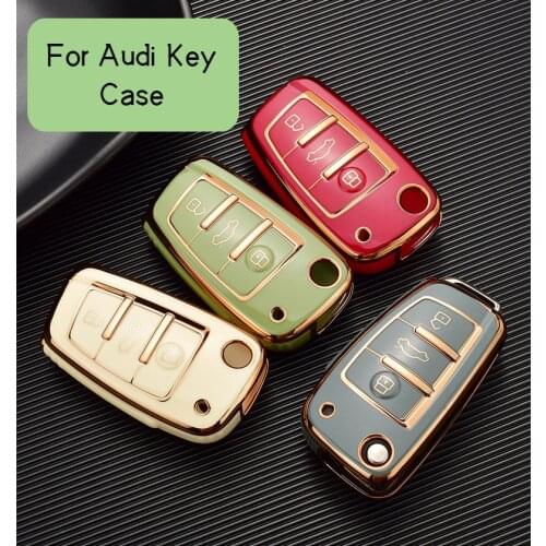 New Electroplate Tpu Car Key Cover Protector Case for Audi A3 A4 A5 C5 C6 8L 8P B6 B7 B8 C6 RS3 Q3 Q7 TT 8L 8V S3 2005-2013