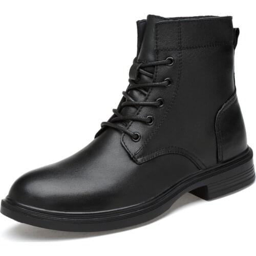 Autumn Winter Genuine Leather Ankle Boots Men Shoes With Fur Warm Vintage Male Casual Motorcycle Boot Plus Size 50