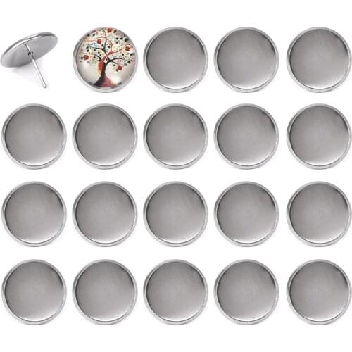 50pcs Stainless Steel Earring Studs Base 8 10 12 14 16mm DIY Earrings Blank Base Cabochons Tray Settings Jewelry Making
