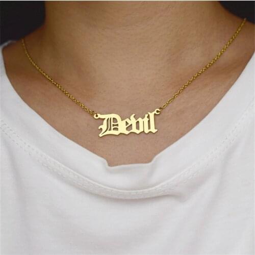 European Hot Style Stainless Steel New Personality Creative Letter Devil Clavicle Necklace Female
