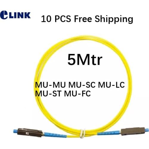 10PCS MU 5M Patchcord SM MU-LC MU-FC MU-SC MU-ST fiber optic jumper 5mtr Simplex 9/125um OS1 OS2 ftth cable Free shipping ELINK