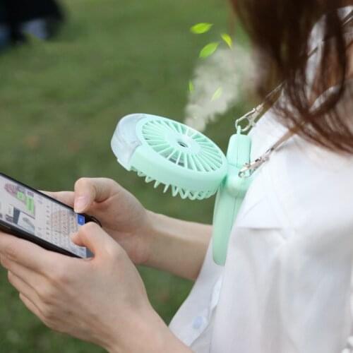 Strong Portable Usb Mini Neck Fan Neckband Fan Water Mist Fan With Spray Mini Air Conditioner Rechargeable 3 Speed Adjustable