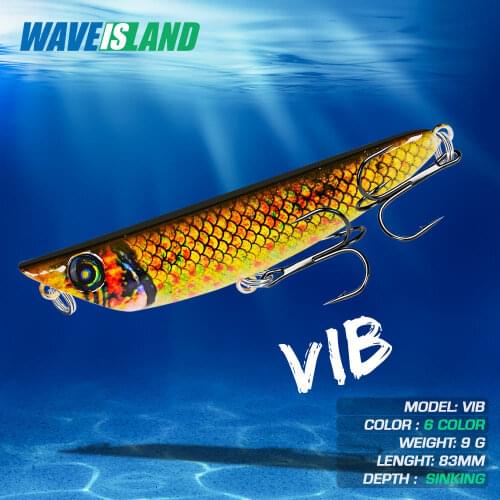 WAVEISLAND 8.3cm 9g Fishing Vibrator Fish Lure Pike Carp Double Hooks Winter Jig Artificial Bait Tackle Goods Sea Carp Wobbler