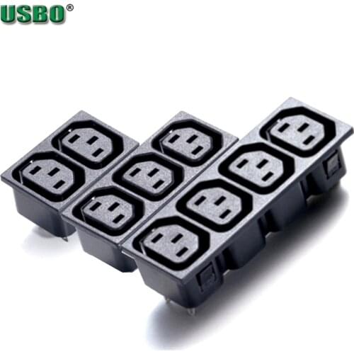 Black CE 10A 250V 2Way 3Way 4Way IEC320 C14 C13 PDU UPS industrial Panel mount power Receptacle outlet Electric AC power socket
