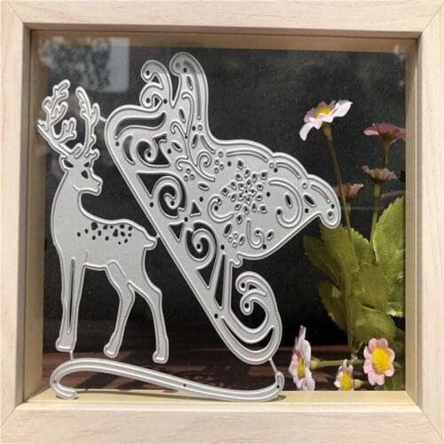 Christmas Elk Carriage Embossing Cutting Die For DIY Scrapbooking Album Paper Cards Decorative Crafts Embossing Die Cuts