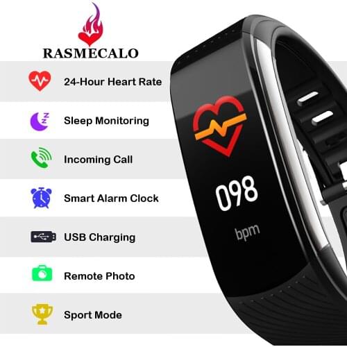 RASMERALO Smart Bracelet 11 Color HD Touch Screen TPU Smartband Fitness Heart Rate Tracker Bluetooth Sport Waterproof Smart Band