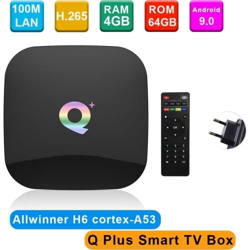 Q Plus Smart TV Box Android 9.0 Allwinner H6 4GB/32GB 6K H.265 Media Player USB3.0 2.4G WiFi Set Top Box PK S905X2 T95Q X96 max