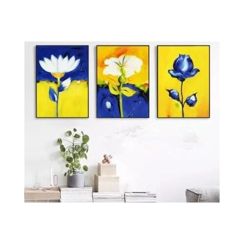 Nordic Modern Oil Painting Flower Watercolor Living Room Hanging Picture Bedroom Wall Painting Frameless Decorative Canvas