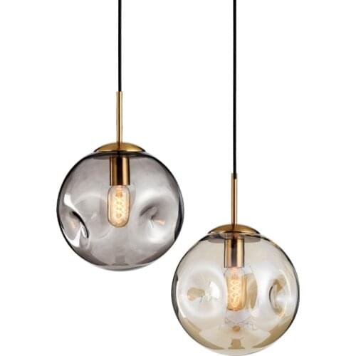 Modern Loft Hang Lamp Bedroom LED Pendant Light Vintage Roundness Irregular Glass Bar Cafe Glass Ball E27 Pendant Lamps