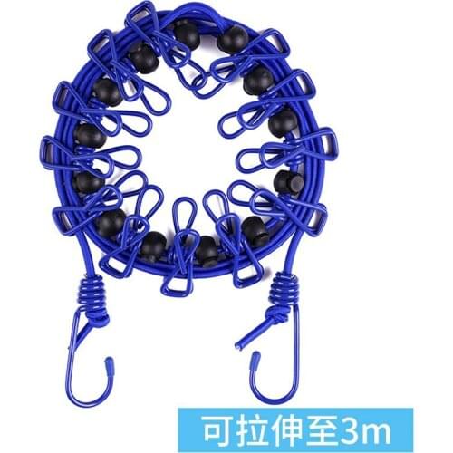 Outdoor elastic windproof belt positioning buckle clothespin clothesline Korean version with windproof clip 12-clip clothesline