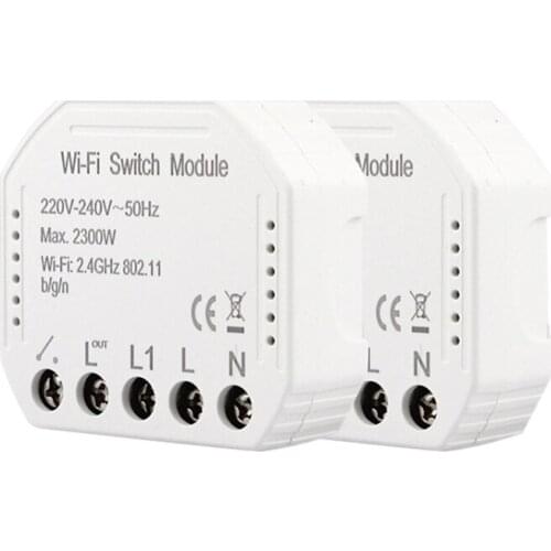 New 2Pcs Wifi Smart Light Switch Diy Breaker Module Smart Life/Tuya App Remote Control,Works With Alexa Echo Google-Home