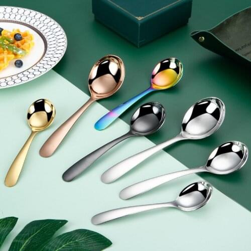 Highly Quality Stainless Steel Soup Spoons 3 Size Ice Cream Dessert Dinner Spoon Dinnerware Tableware Kitchen Accessories