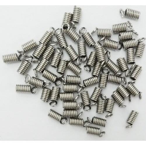 Jewelry making coil spring Crimp ends fastener cord crimps end caps clasps extension Necklace leather rope String Connector diy