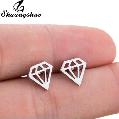 Shuangshuo Punk Geometric Stud Earrings for Women Accessories Stainless Steel Earrings Geometric Earrings Female brincos