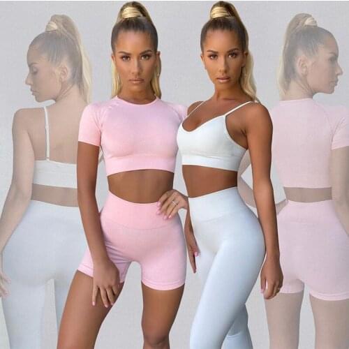 Women Vital Seamless Yoga Set Halter Tank Top Booty Leggings Summer Sport Suit Workout Tracksuit Active Wear Sports Clothing