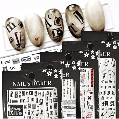 1Sheet 10*8cm 3D Nail Sticker English Alphabet&Flower&Snake Nail Art Decorations Sliders With Glue Letter Adhesive Nails Decals
