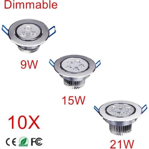 10Pcs Ultra Bright LED Downlight 9W 15W 21W LED Panel Light Ceiling Lamp AC85-265V With Adapter LED Indoor Light For Home