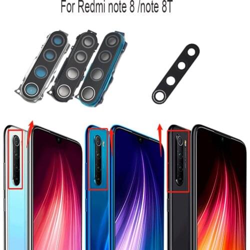2/PCS New For Xiaomi Redmi Note 8 8T Back Rear Camera Glass Lens With Cover Frame Holder And Glue Sticker Adhesive