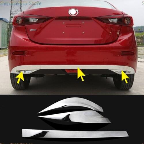 3pcs For Mazda 3 Axela sedan 2017-2018 ABS Chrome Rear bumper lip trim protection cover Car Styling Accessories