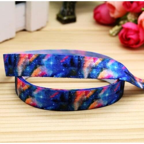 5/8'' Free shipping Fold Elastic galaxy printed headband headwear hairband diy decoration wholesale OEM H5320