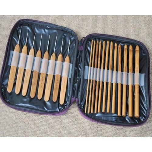 Bamboo Knitting Needlework ktis Crochet Knitted needle set hook 20pc/bag with pu bag DIY knitting hand tool NEEDLE-74626