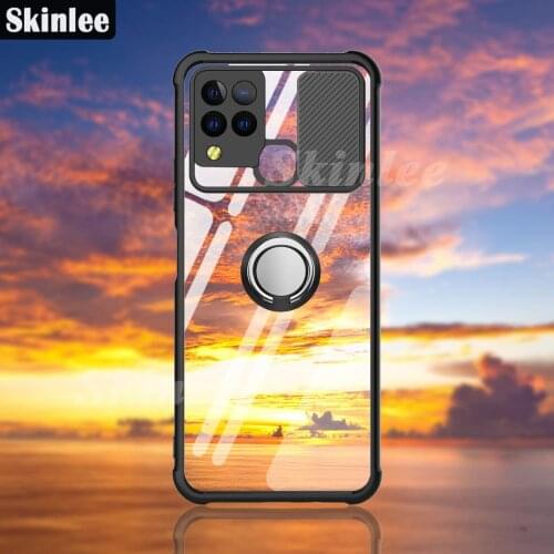 Skinlee For Infinix Hot 10S Case Official Original Shockproof Clear With Ring Soft Frame Airbag Cover For Infinix Hot 10 S Case