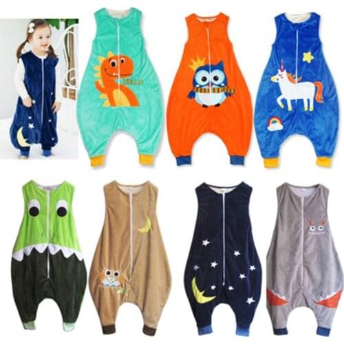Baby Autumn Winter Flannel Pajamas Baby Sleeping Bag Toddler Kids Pajamas Newborn Baby Jumpsuit Sleep Wear for 0-2 Years Infant