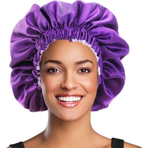 Reversible Satin Bonnet Hair Caps Double Layer Adjust Sleep Night Cap Head Cover Hat For Curly Springy Hair Styling Accessories