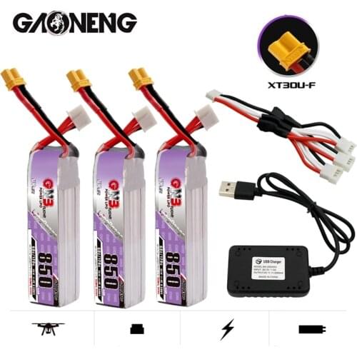 GNB 11.4V 850mAh Max 120C 3S HV Lipo Battery XT30U-F Plug With Charger for FPV Racing Drone 4 Axis UAV Quadcopter RC Drone Parts