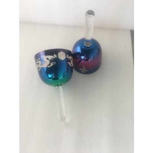 2 pcs crystal singing handle bowls 4th octave A note & B 432Hz mixed color with engravings can be choosed for sound healing