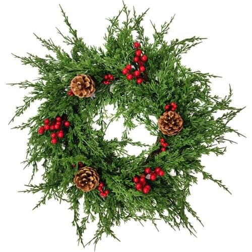 Artificial Flowers Grass Leaf Garland Wreath Christmas 1pcs 50cm Ornaments Green Plant Simulation Door Hanging Decoration
