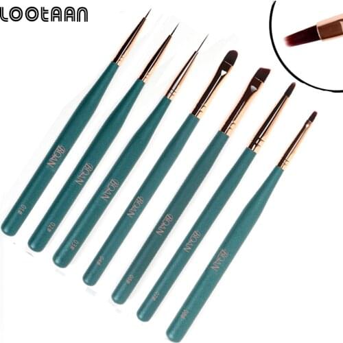 Lootaan Nail Art Design Painting Polish Brush Acrylic UV Gel Nail Draw Pen Tools Round Head Handle With Cap Manicure Tools
