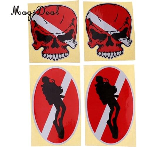 MagiDeal 4Pcs Reflective Adhesive Scuba Diving Diver Kayak Swimming Fin Flippers Sticker Decal for Dive Tank Cylinder, Flippers