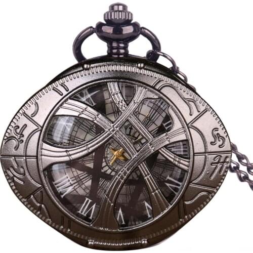 Fashion Movie Theme Eye Shape Hunter Quartz Pocket Watch Dragon Eyes Wolf Necklace Chain Pendant Gifts for Mens Womens