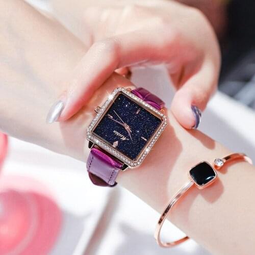 Fashion Meibin Top Brand Luxury Style Lady Womens Watch Rhinestone Crystal Casual Square Hours Dress Clock Stars Gift For Girl