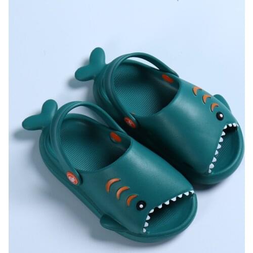 New Summer Childrens Sandles Lovely Indoor Outdoor Shark Kids Slipplers Hollow Macaron Soft Comfortable Boy Beach Slipper SO041