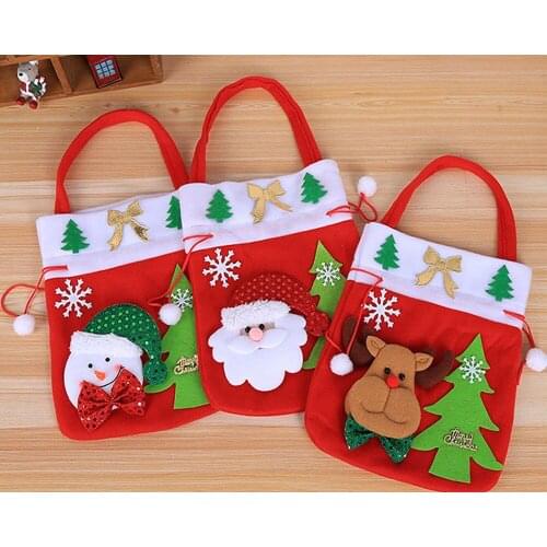 New Christmas Stretch Creative Printing Gift Bag Elk Christmas Toy Decoration Bag For Party Xmas gift Bag For New year Festival