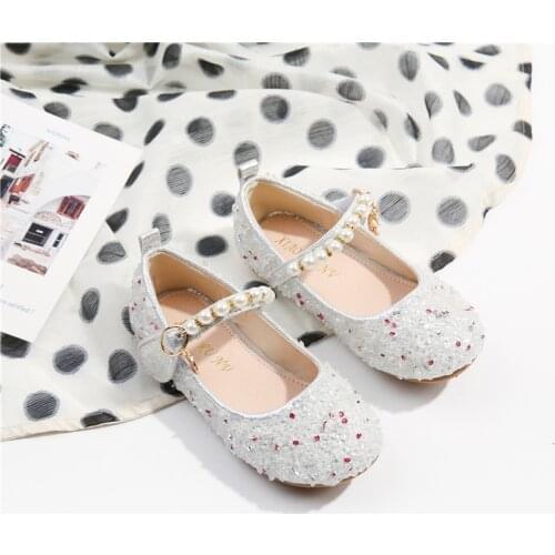 2-11 Years Children Rhinestone Dresses Casual Shoes Spring 2021 For Girls Leather Shoes Kids Beads Dance Princess Party Female