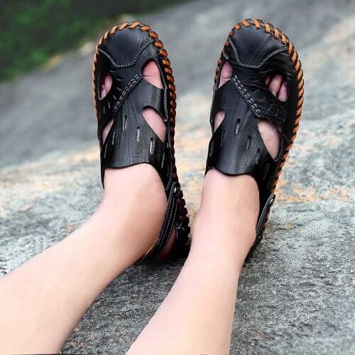 Para rubber masculino roman sandalet mens sandale outdoor cuero couro hombre men male homme shoes sandals-men sandalias safety