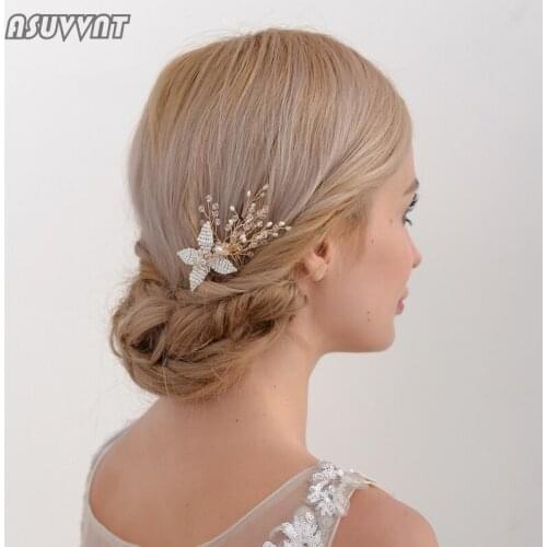 Fashion Bridal Wedding Combs Hair Accessories Rhinestone Teardrop Flower Headband Bridesmaid Classic Headdress Jewelry For Women
