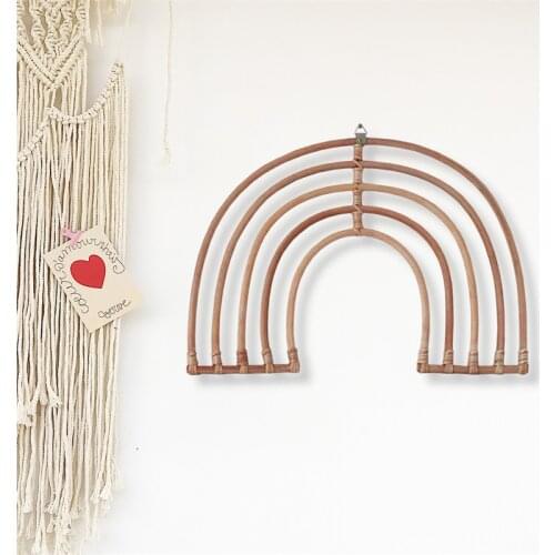Retro Rattan Rainbow Nursery Decor Baby Room Wall Decor for Baby Girl or Boy Bridge Wall Hanging Rustic Farmhouse Ornament Gifts