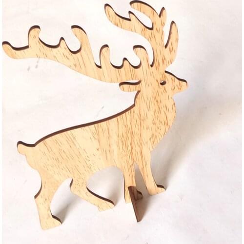 Christmas Wood Reindeer Decorative Wooden Sign Merry Christmas Tabletop Decoration for DIY Craft Christmas Decor