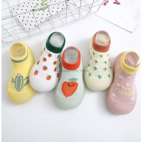 Baby Boys Girls Pink Sock Shoes Non-slip Floor Socks Shoes Cartoon Cute Toddler Kids Sock Shoes Booties Soft Rubber Sole Shoes
