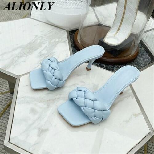 ALIONLY Slides High Quality Weave Open Toe Flat Casual Slipper for Women 2021 Summer Leisure Sandal Female Beach Flip Flops