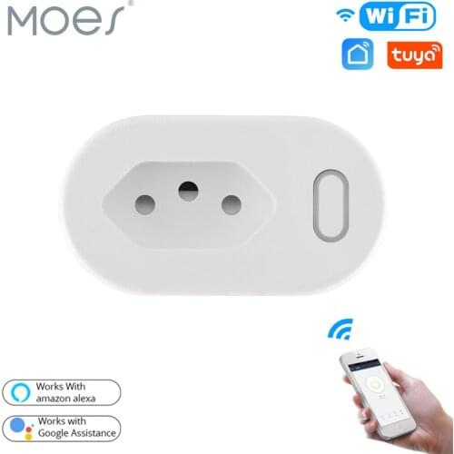 Moes Tuya WiFi 16A BR Standard Smart Plug with Power Monitor Smart Life APP WiFi Smart Socket Works for Google Home and Alexa