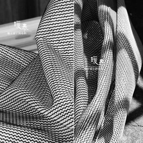 Unique Mesh Fabric Black White Wave Stripe Stiff Feel DIY Decor Patchwork Stage Gown Skirt Wedding Dress Designer Fabric